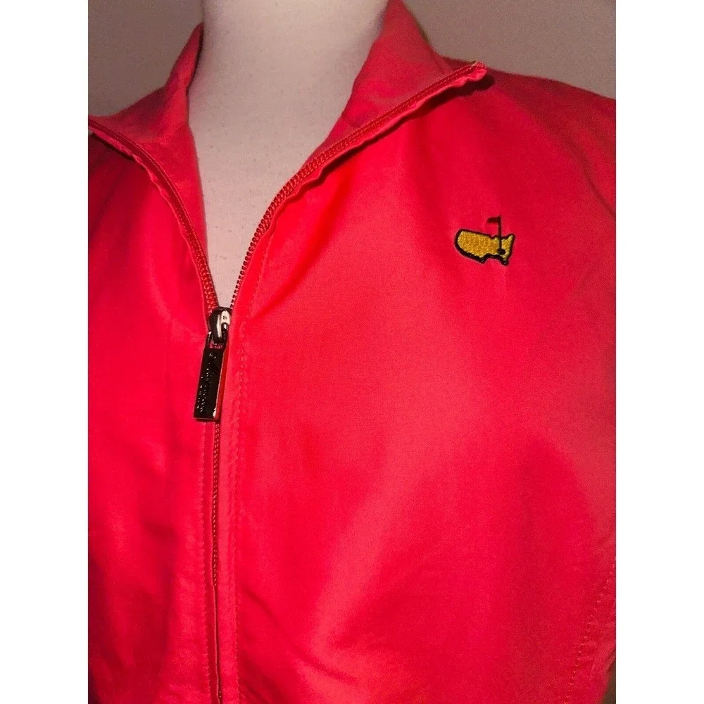 Magnolia Lane Masters Golf Tournament Vest Pink Full Zip Women Small Logo F2